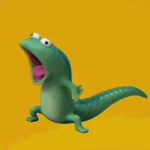 a cartoon lizard with its tongue hanging out