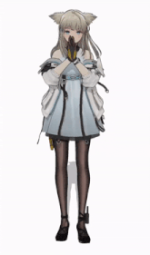 a 3d model of a girl with a fox ear and a white dress