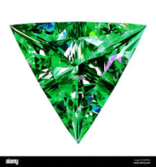 the emerald is in the shape of a triangle and is on a white background .