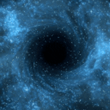 a blue galaxy with a black hole in the middle of it