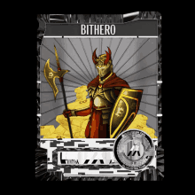 a card that says bithero on it with a picture of a knight