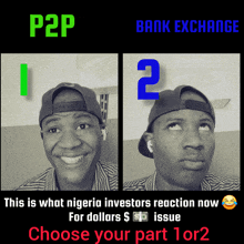 a picture of a man with the words p2p and bank exchange