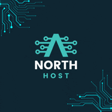 a logo for north host is displayed on a dark background