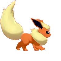 a cartoon eevee with a yellow tail is walking