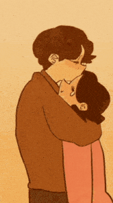 a cartoon drawing of a man and woman hugging