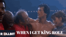 a poster for rocky with the words " when i get king role " on the bottom