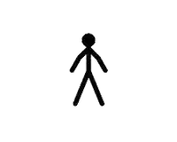 a stick figure is standing upright on a white background .