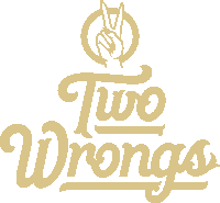 a logo for two wrongs with a peace sign in the middle