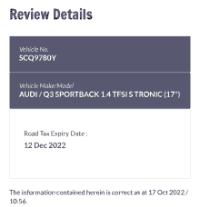 a review details page for an audi q3 sportback 1.4 tsi stronic