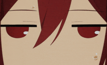 a close up of a person 's face with a red hair