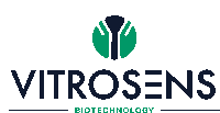 a logo for vitrosens biotechnology with a green circle on top