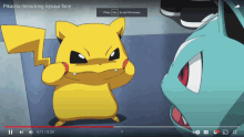 a video of pikachu mimicking ivysaur face