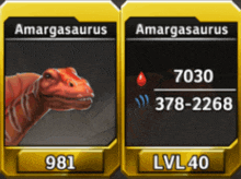 a picture of an amargasaurus and a picture of a lv40