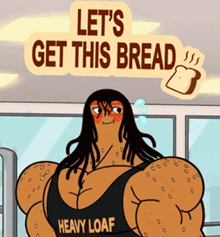 a cartoon character wearing a heavy loaf tank top
