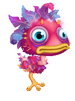 a cartoon character with feathers on its head