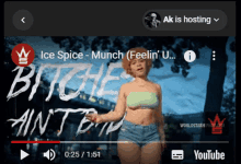 a video of ice spice 's bitch ain 't on youtube