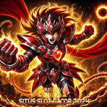 an advertisement for situs slot gacor shows a knight in red armor