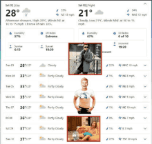 a screenshot of a weather forecast for saturday and sunday