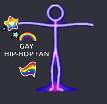 a purple stick figure with the words gay hip-hop fan