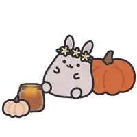 a cartoon of a rabbit with a flower crown on its head