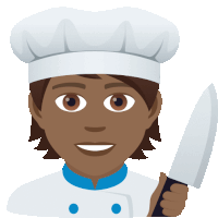 an illustration of a chef holding a knife and smiling