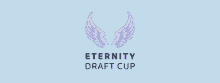 a logo for the eternity draft cup with pink wings