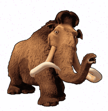 a cartoon drawing of a mammoth with big tusks