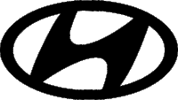 a black hyundai logo with a gray background