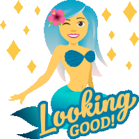 a cartoon illustration of a mermaid with the words looking good