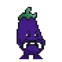 a pixel art drawing of a red pepper with a green stem