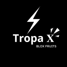 a black and white logo for tropa x blox fruits with a lightning bolt