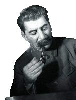 a man with a mustache is smoking a pipe while sitting at a table .