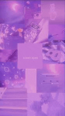 a collage of purple and pink images on a purple background