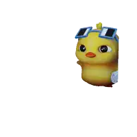 a yellow duck wearing sunglasses holds a newspaper