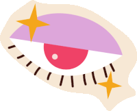 a cartoon illustration of an eye with a yellow star