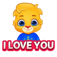 a cartoon bear says i love you with a heart coming out of its mouth