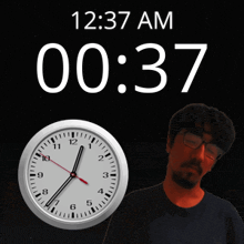 a clock shows the time as 12:37 am
