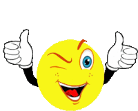 a cartoon smiley face is winking and giving a thumbs up