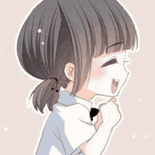 a drawing of a girl with a ponytail and a tie .