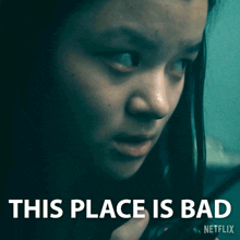 a picture of a woman with the words this place is bad