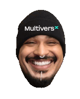 a man wearing a beanie that says multivers