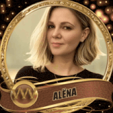 a picture of a woman with the name alena written on it