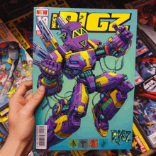 a person is holding a comic book that says rigz on the cover