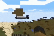 a person is playing minecraft and a bomb is flying in the air .