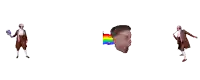 a man with a rainbow coming out of his head stands next to another man