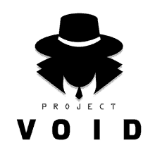 a logo for the project void with a man in a hat and tie