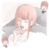 a drawing of makima ama solo a yuko with a tear coming out of her eye