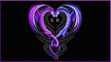 purple and blue dragons making a heart shape with the letter er on the bottom