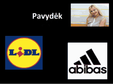 a picture of a woman next to a lidl logo and a picture of an adidas logo