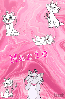 marie from the aristocats is on a pink marbled background